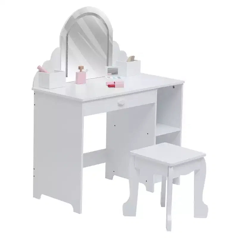 Coiffeuse pour enfants avec miroir lumineux et tabouret, coiffeuse pour petites filles avec lumière LED réglable