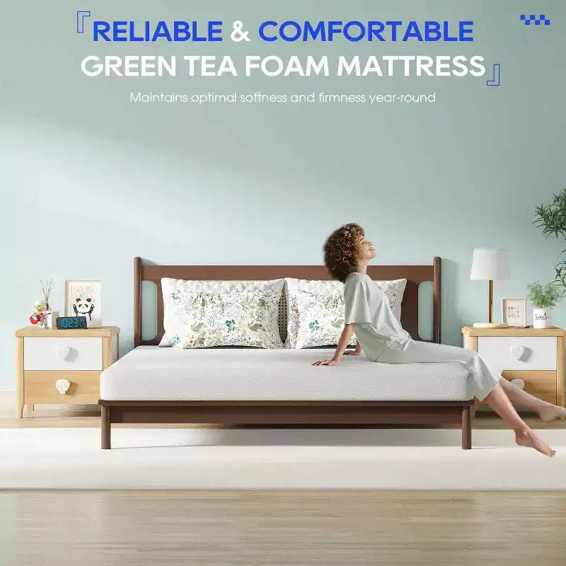 Matelas en mousse à mémoire de forme au thé vert, matelas rafraîchissant infusé de gel