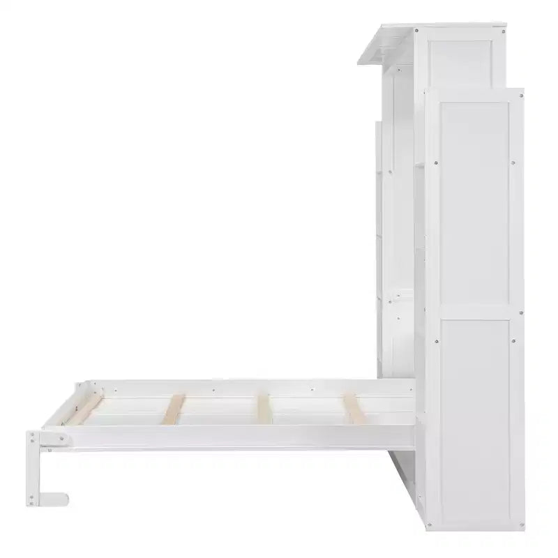 Lit avec étagères de rangement et lumières LED, armoire lit escamotable