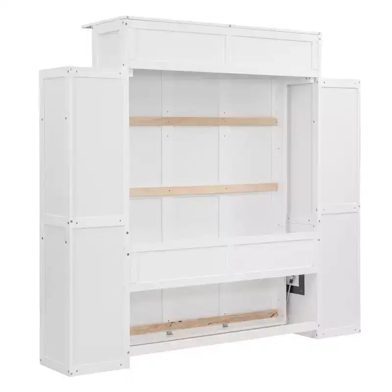Lit avec étagères de rangement et lumières LED, armoire lit escamotable