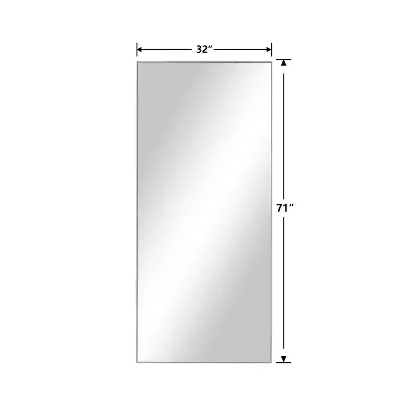 Miroir rectangulaire psyché en alliage d'aluminium à bordure fine, argenté