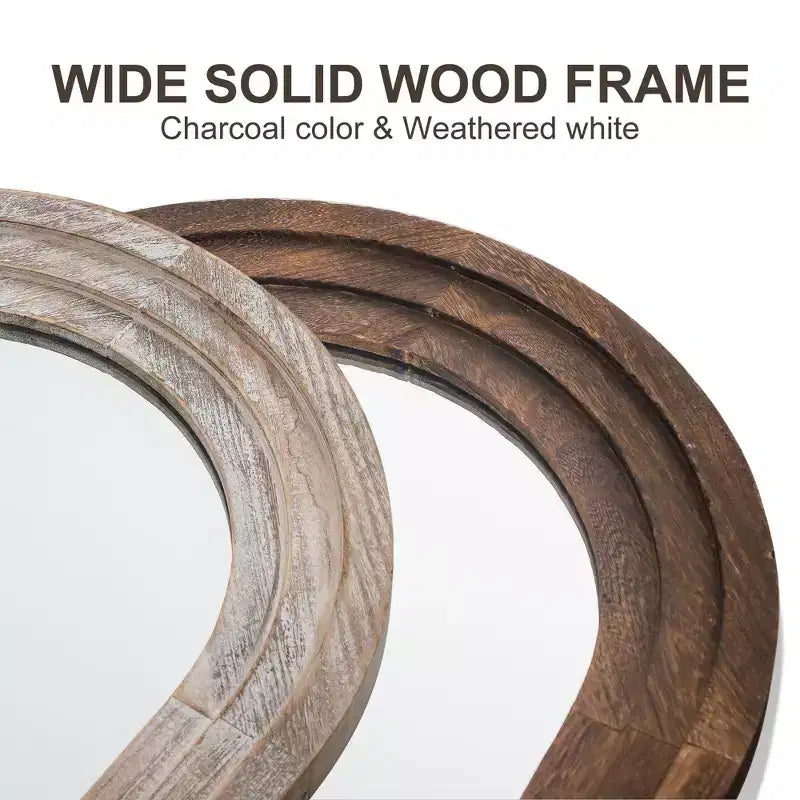 Miroir psyché à arche d'angle droit étagée en bois massif blanc vieilli