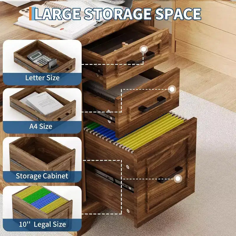 Bureau de direction avec 5 tiroirs et armoire, style ferme pour bureau à domicile