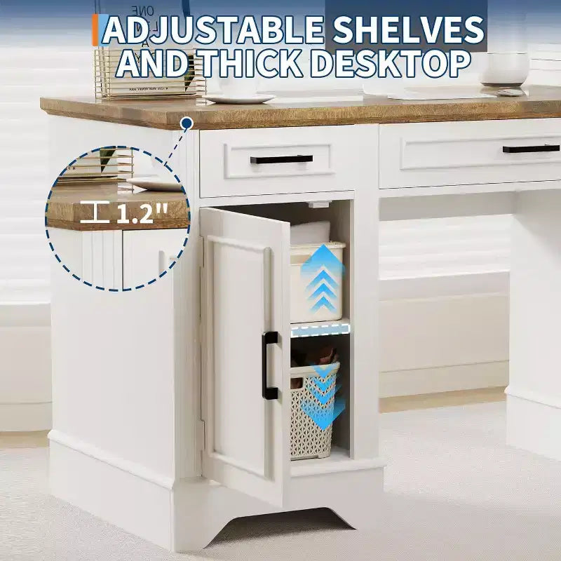 Bureau de direction avec 5 tiroirs et armoire, style ferme pour bureau à domicile