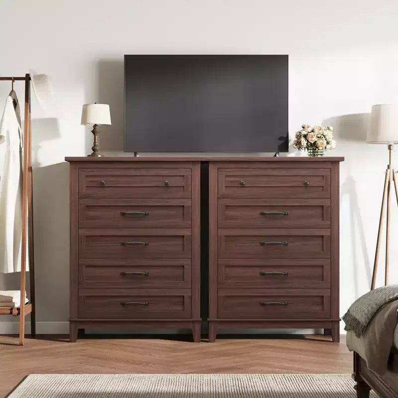 Commode verticale à 5 tiroirs avec rangement, commode de rangement en bois
