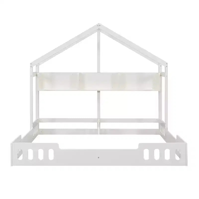 Lit cabane Montessori double, lit plateforme au sol, deux lits partagés