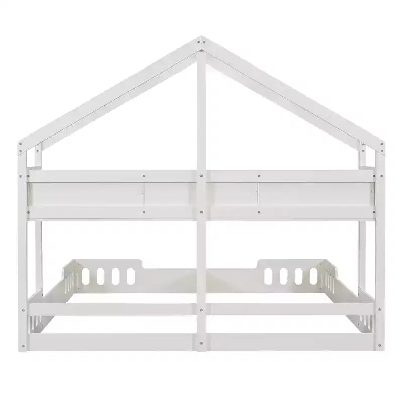 Lit cabane Montessori double, lit plateforme au sol, deux lits partagés