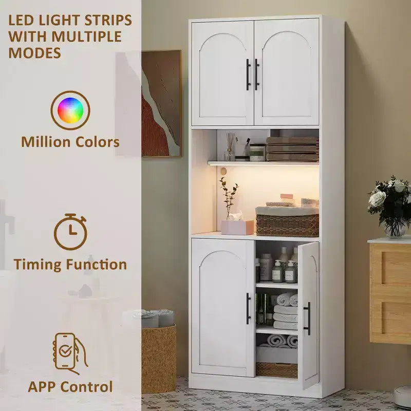 Meuble de cuisine avec éclairage RGB, Meuble haut de cuisine avec bar