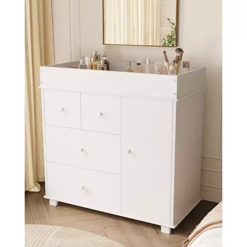 Commode à langer, commode de chambre de bébé avec 3 tiroirs et un placard