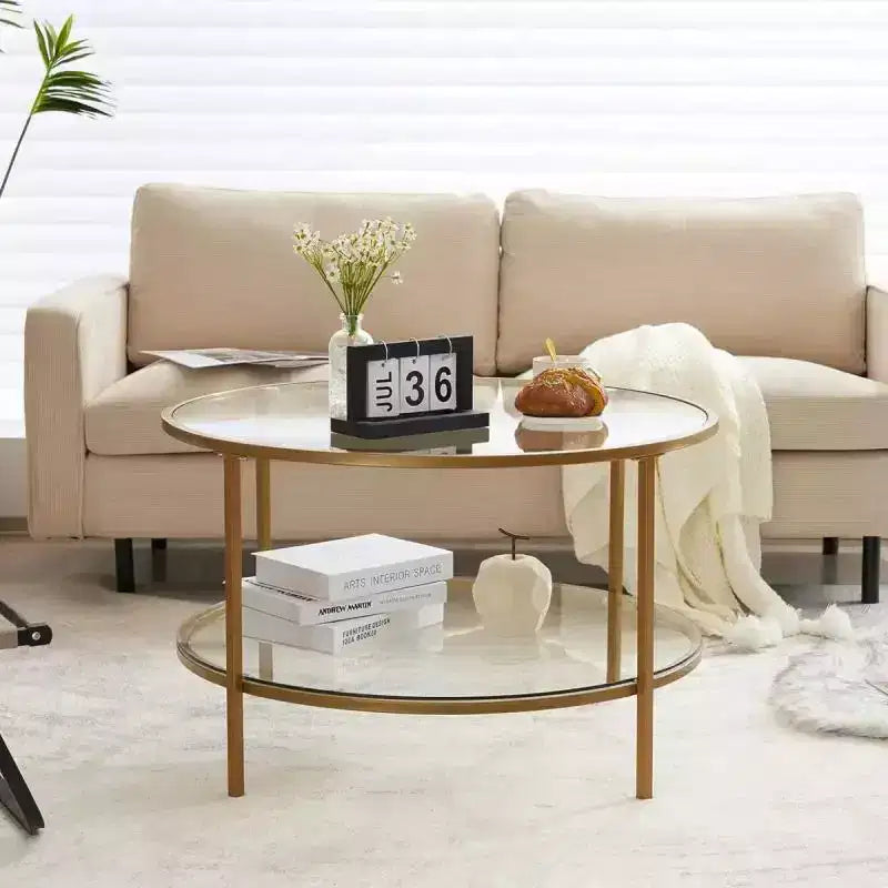 Table basse double ronde en verre
