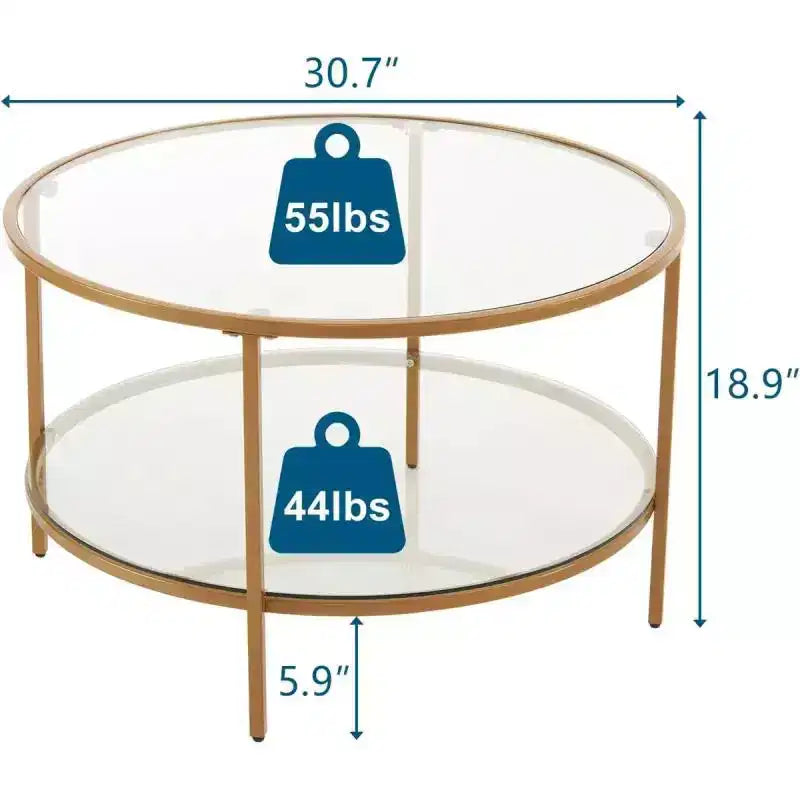 Table basse double ronde en verre