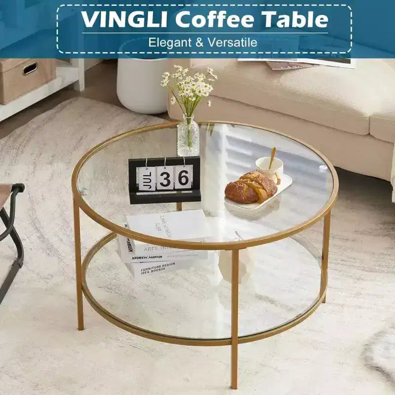 Table basse double ronde en verre