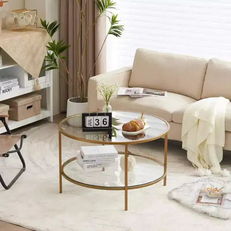 Table basse double ronde en verre