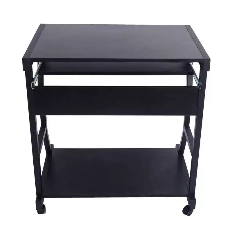 Bureau d'ordinateur mobile à quatre roues noir