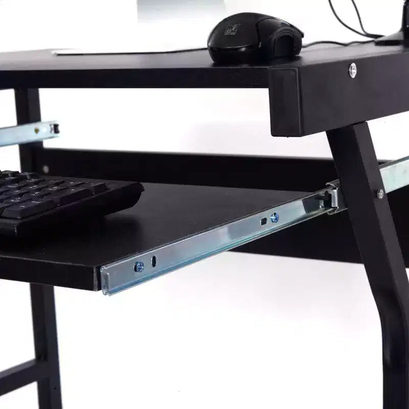 Bureau d'ordinateur mobile à quatre roues noir