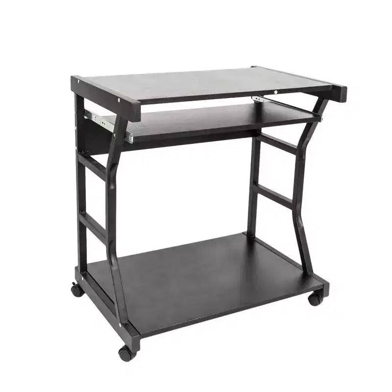 Bureau d'ordinateur mobile à quatre roues noir