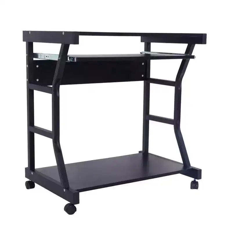Bureau d'ordinateur mobile à quatre roues noir