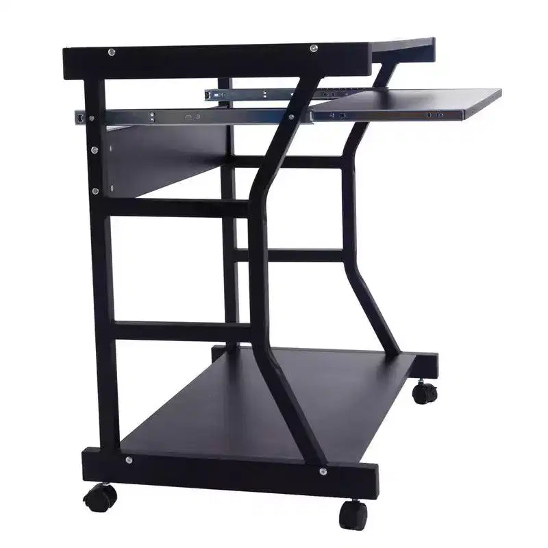 Bureau d'ordinateur mobile à quatre roues noir