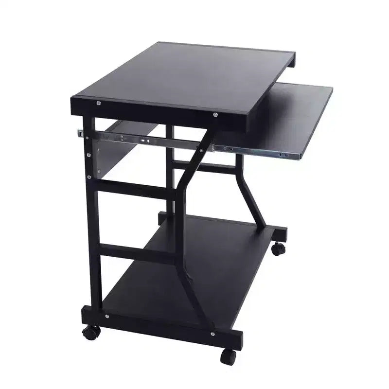 Bureau d'ordinateur mobile à quatre roues noir