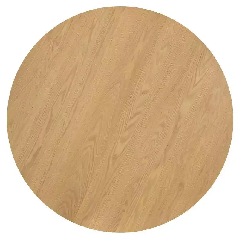 Table à manger ronde Table à piètement central moderne avec base conique cannelée et plateau en bois MDF