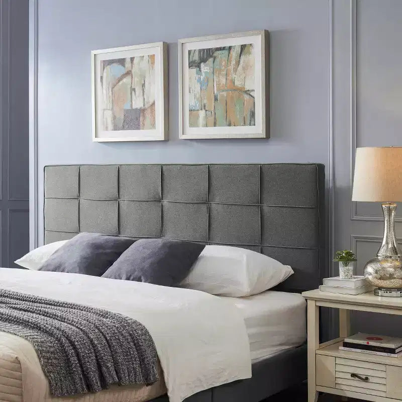 Tête de lit contemporaine en tissu pour lit King/Cal King