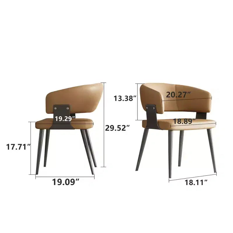 Chaise de salle à manger en cuir avec structure en métal et mousse haute densité