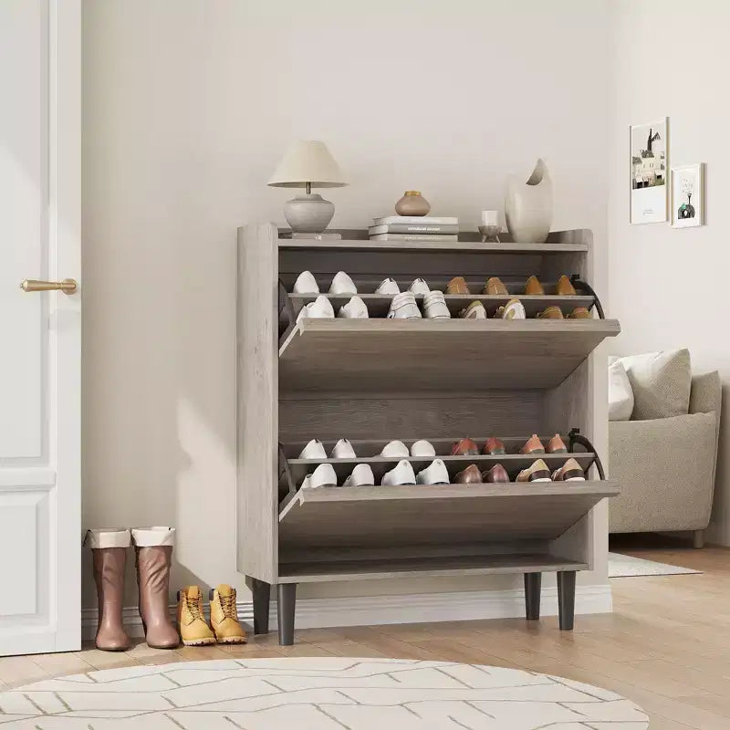 Meuble à chaussures avec tiroirs basculants, Organisateur de chaussures avec étagère réglable, Rangement de chaussures dissimulé