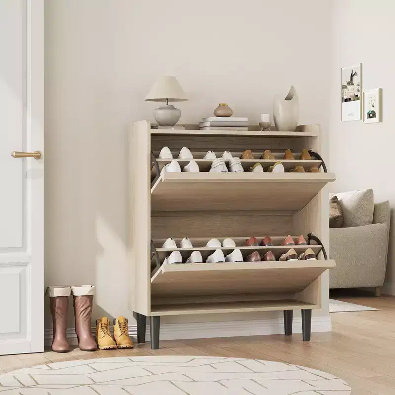 Meuble à chaussures avec tiroirs basculants, Organisateur de chaussures avec étagère réglable, Rangement de chaussures dissimulé