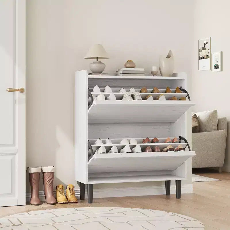 Meuble à chaussures avec tiroirs basculants, Organisateur de chaussures avec étagère réglable, Rangement de chaussures dissimulé