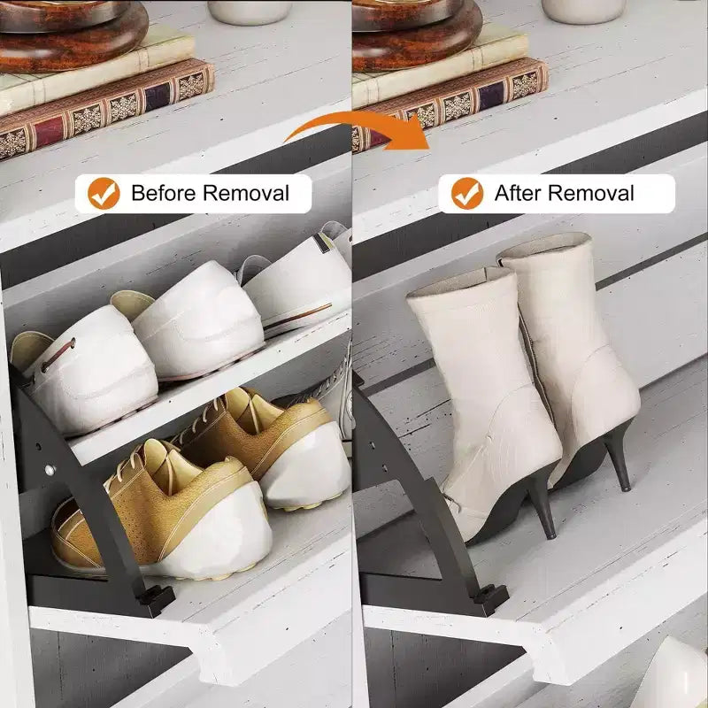 Meuble à chaussures avec tiroirs basculants, Organisateur de chaussures avec étagère réglable, Rangement de chaussures dissimulé