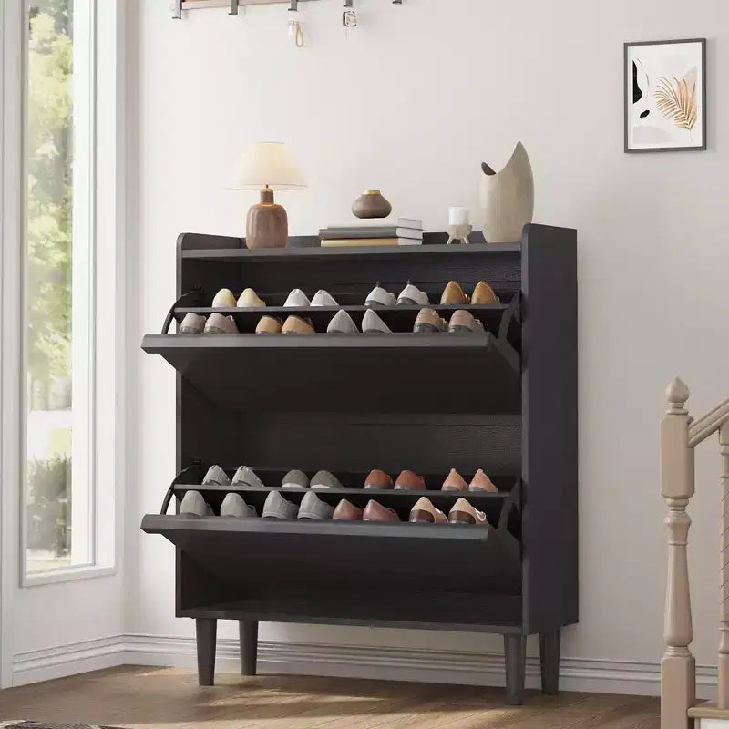 Meuble à chaussures avec tiroirs basculants, Organisateur de chaussures avec étagère réglable, Rangement de chaussures dissimulé
