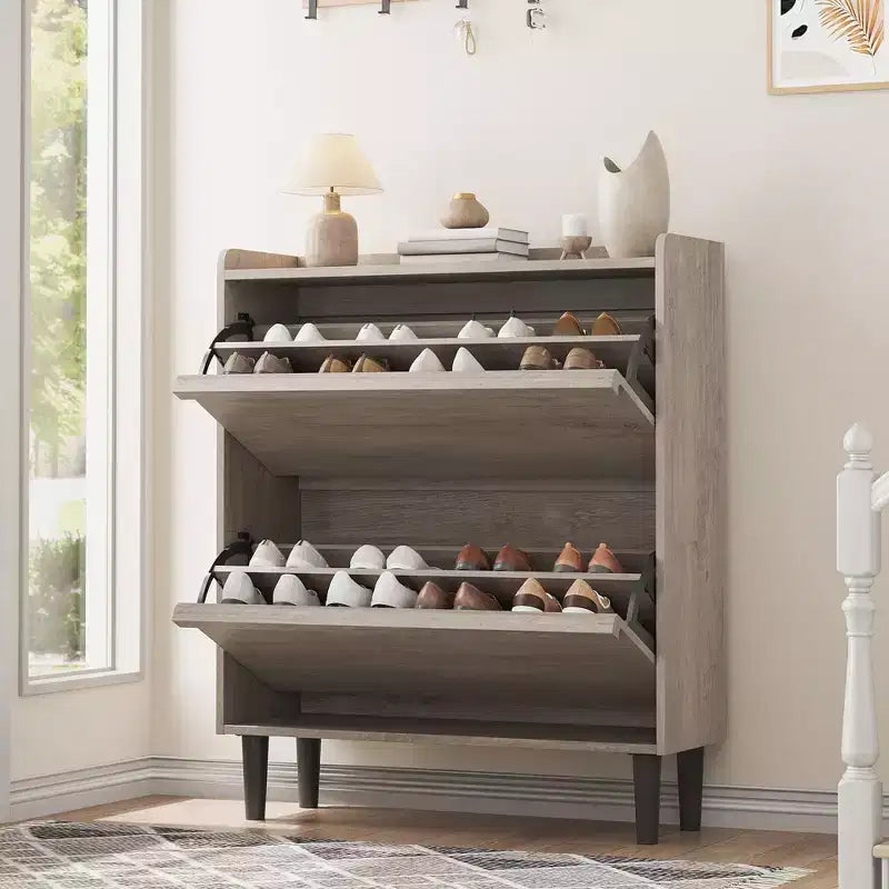 Meuble à chaussures avec tiroirs basculants, Organisateur de chaussures avec étagère réglable, Rangement de chaussures dissimulé