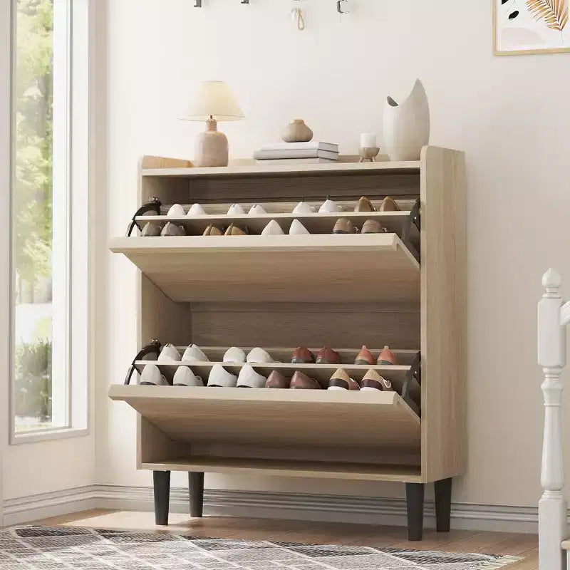 Meuble à chaussures avec tiroirs basculants, Organisateur de chaussures avec étagère réglable, Rangement de chaussures dissimulé