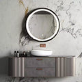 Led Bathroom Mirror, 32 Inch Vanity Mirror with Power and Anti Fog Switch, Metal Frame, Round Dimmable Wall Mounted Makeup Mirror for Home Farmhouse