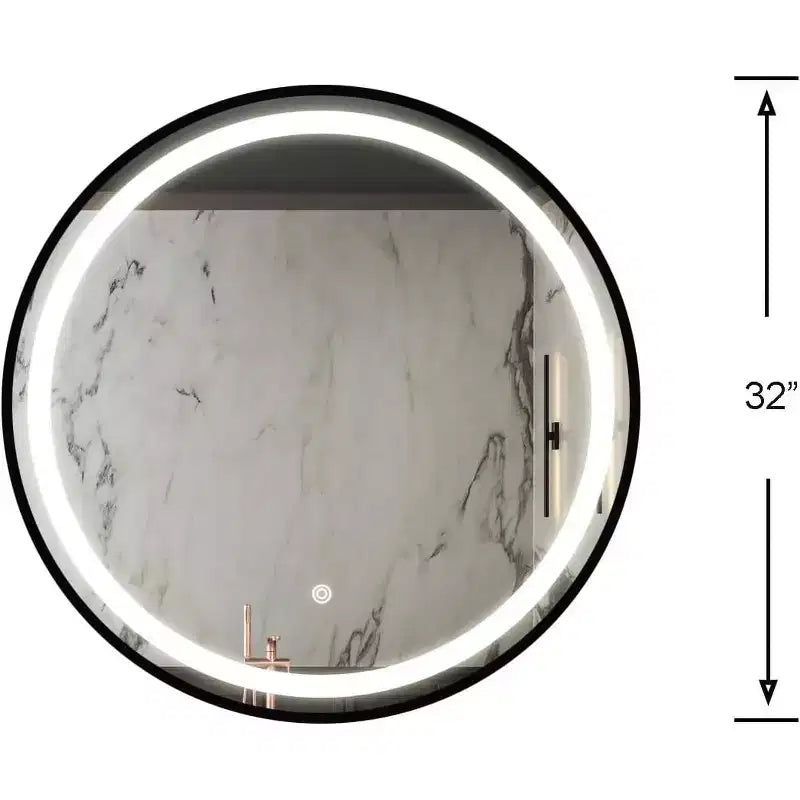 Miroir de Salle de Bain LED, Miroir de Maquillage Rond Mural Dimmable