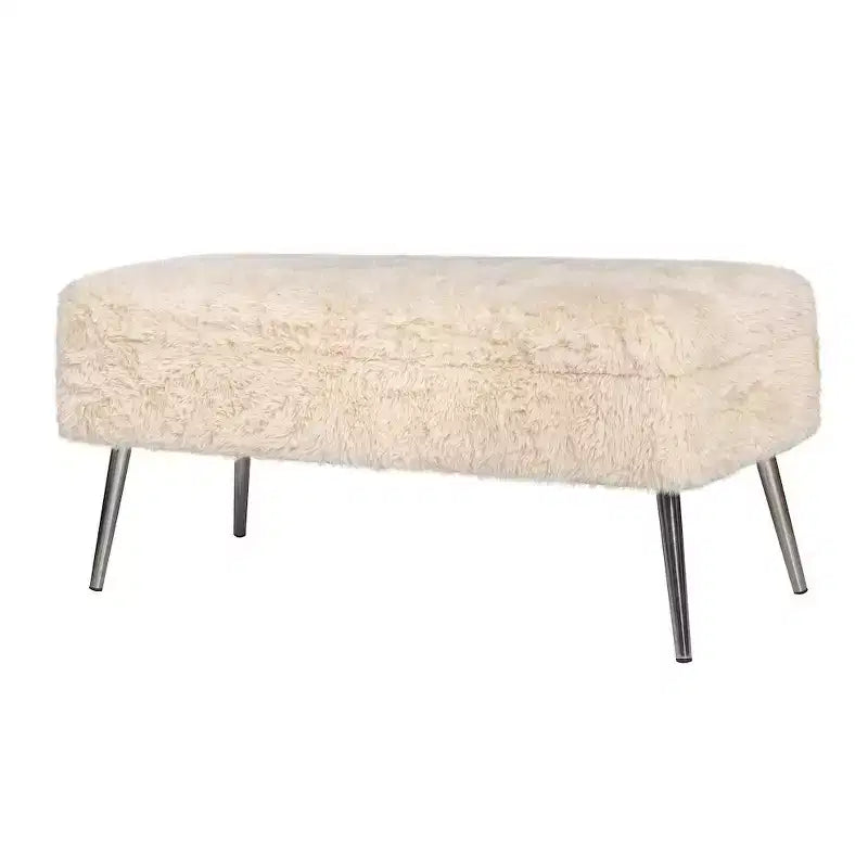 Banc de rangement capitonné en fausse fourrure peluche de luxe