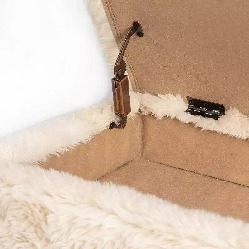 Banc de rangement capitonné en fausse fourrure peluche de luxe