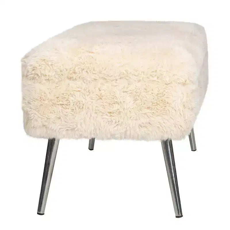 Banc de rangement capitonné en fausse fourrure peluche de luxe