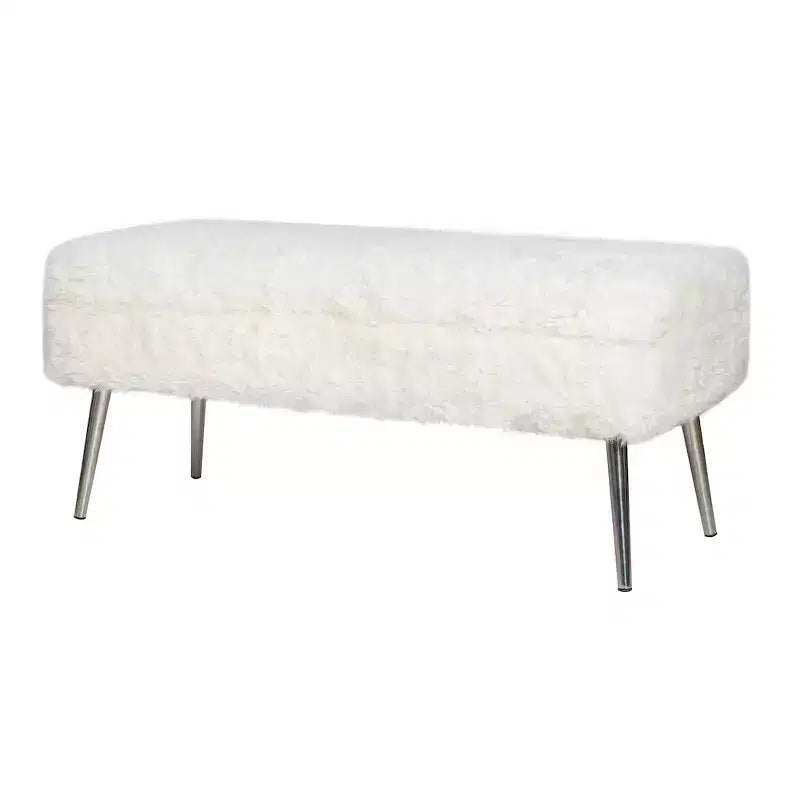 Banc de rangement capitonné en fausse fourrure peluche de luxe