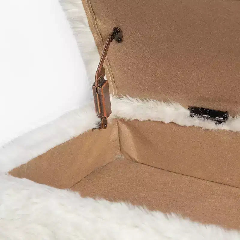Banc de rangement capitonné en fausse fourrure peluche de luxe