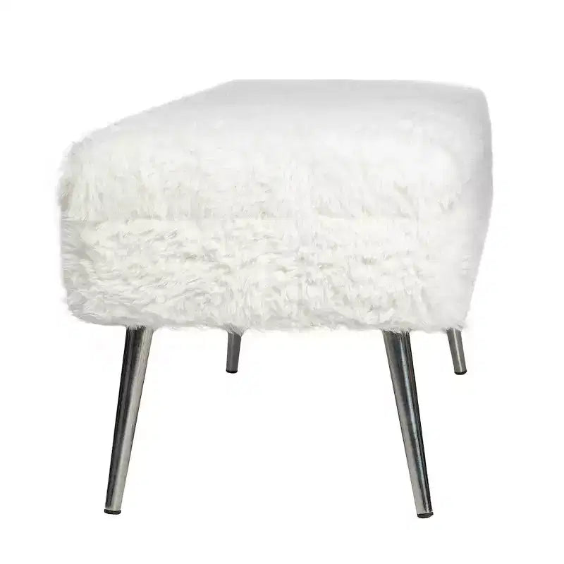 Banc de rangement capitonné en fausse fourrure peluche de luxe