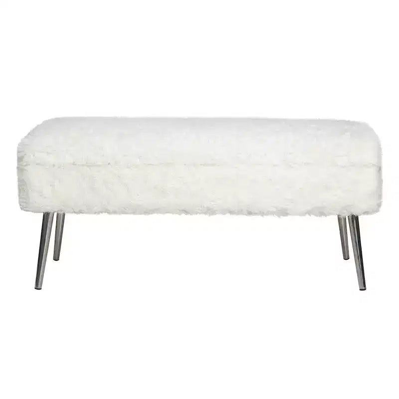 Jofran,Huggy Luxury Plush Faux Fur Upholstered Storage Bench