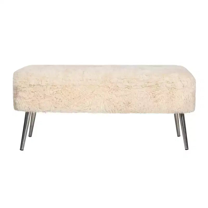 Banc de rangement capitonné en fausse fourrure peluche de luxe