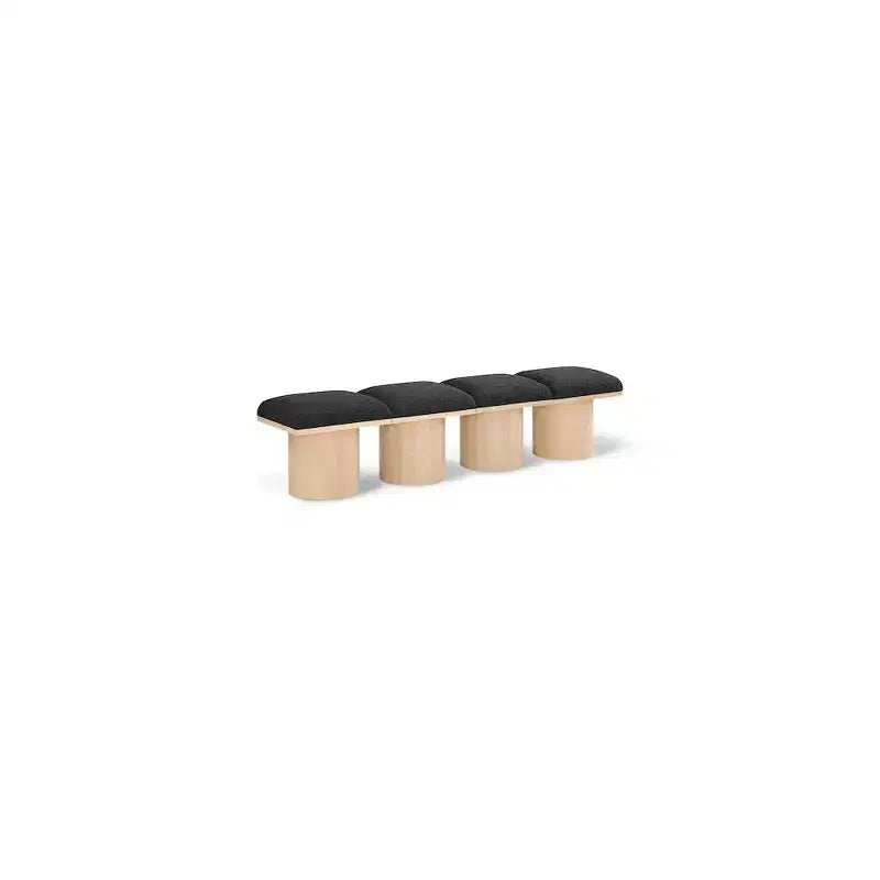 Meridian Furniture,Pavilion Black Boucle Fabric Bench