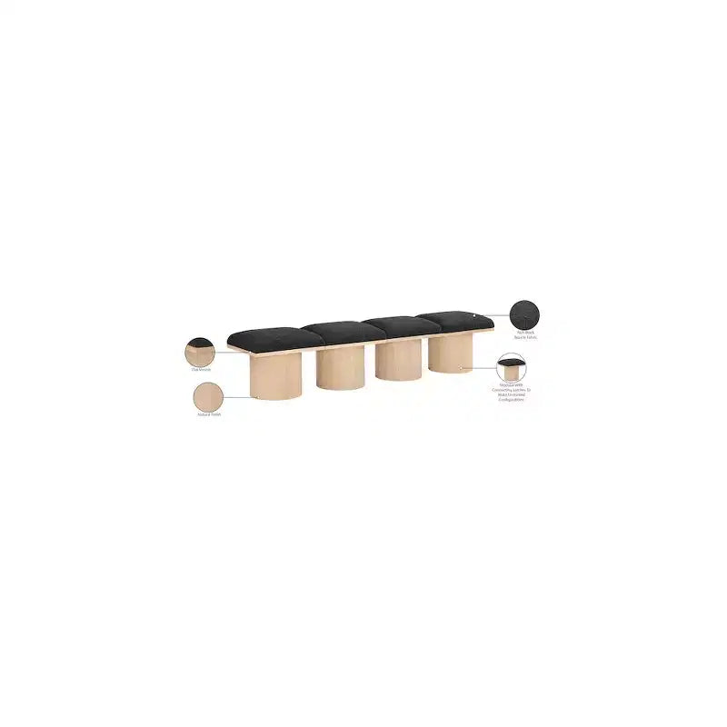 Banc en tissu bouclé noir