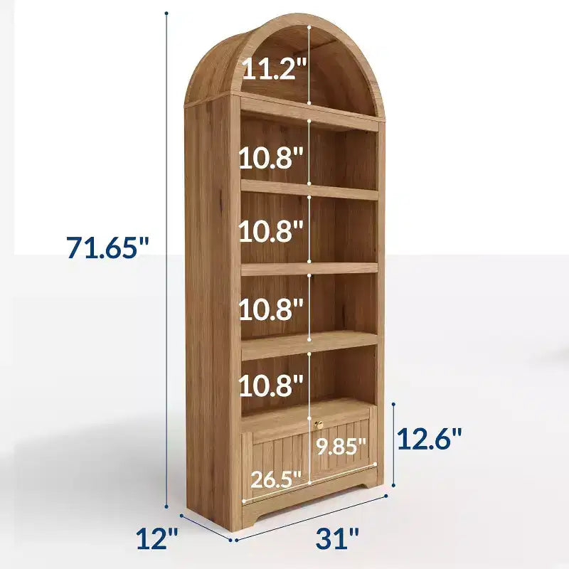 Étagère sur pied à 6 niveaux Bibliothèque moderne du milieu du siècle avec arceaux