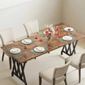 Dining Table, 70.9 Long Rectangular Table for 4-8 People - Thick Flamed Wood Grain Top with Sturdy Metal X Bracket