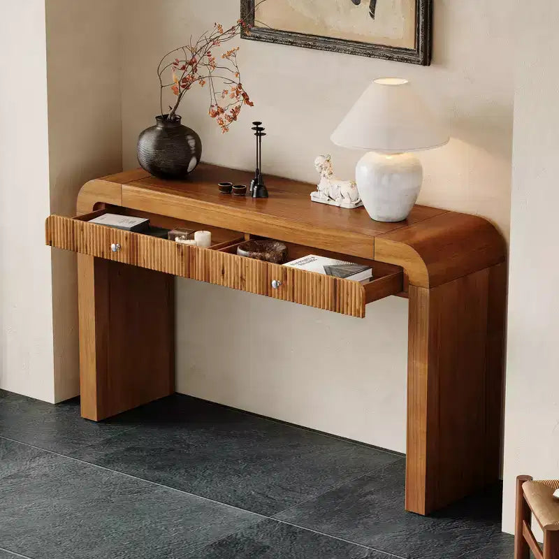 Console d'entrée avec tiroir cannelé et coins incurvés