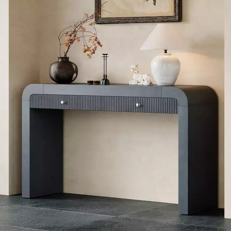 Console d'entrée avec tiroir cannelé et coins incurvés