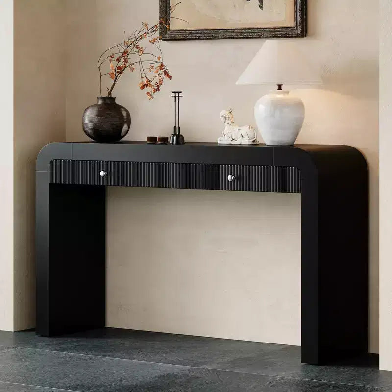 Console d'entrée avec tiroir cannelé et coins incurvés